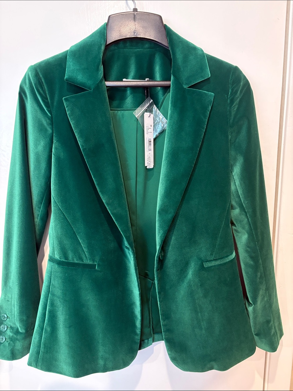 NWT Alice + Olivia Forest Green Velvet Blazer size 6 Bloomingdale’s Luxe Jacket